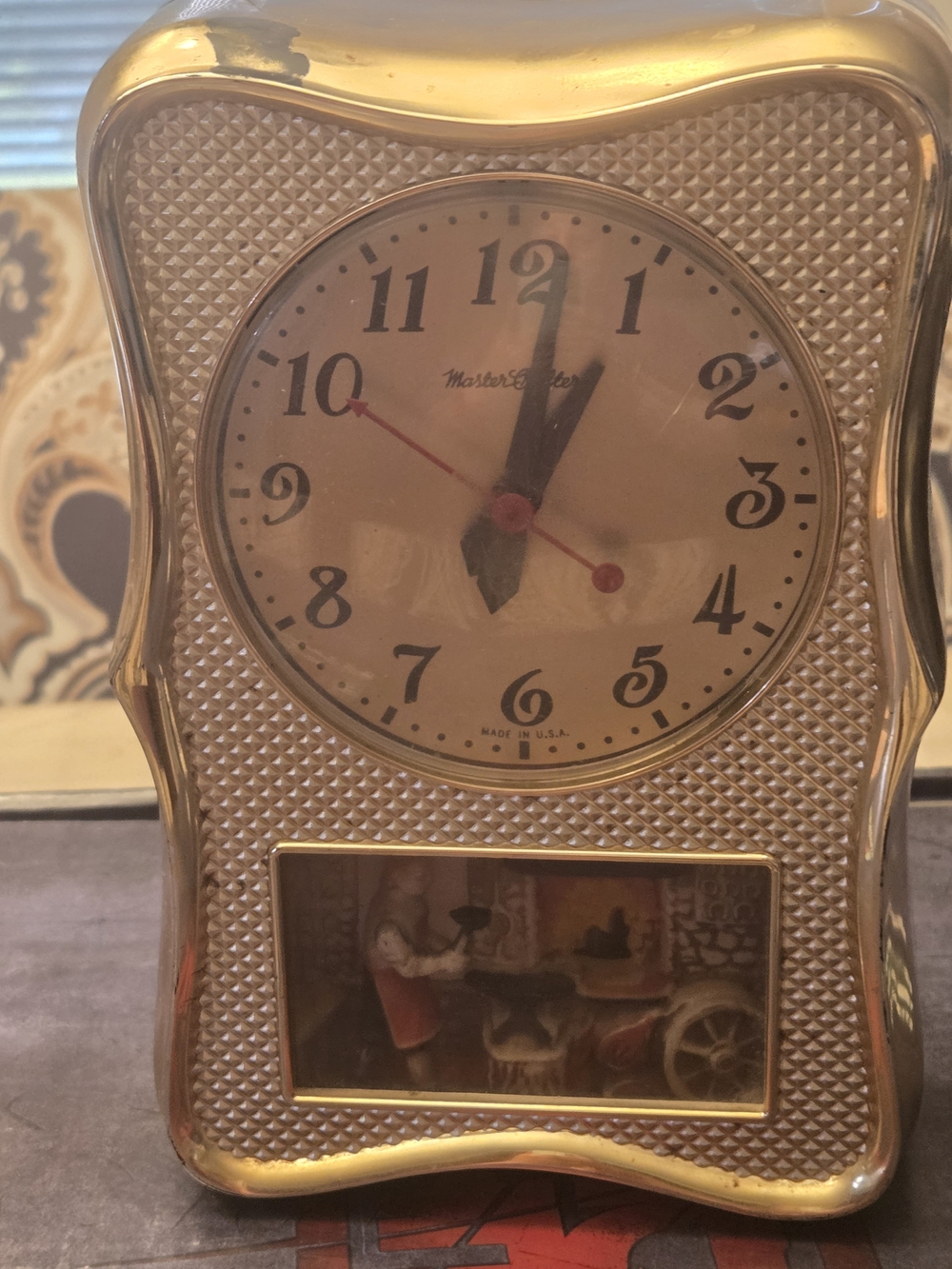 Vintage 1950s Blacksmith 263 Desk Gold Decorative Clock -
